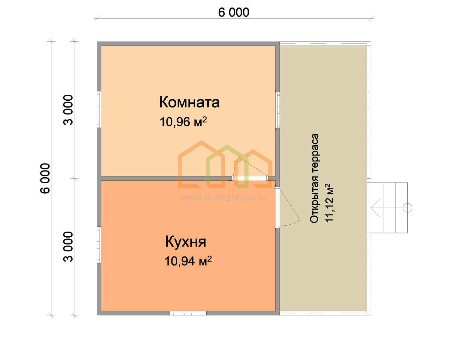 Каркасный садовый домик с террасой Вяз (КТ) 6x6 Площадь: 36 м² с террасой  под ключ в Твери