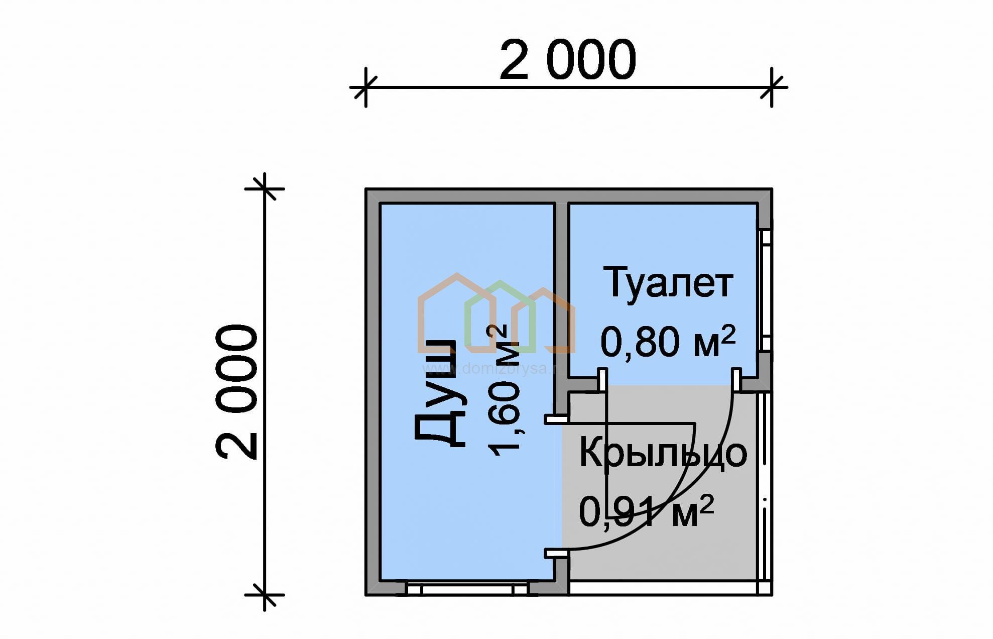 Хозблок эконом Аврора - 1 (Э) 2x2 Площадь: 4 м² с крыльцом без оборудования  в готовом виде под ключ в Твери